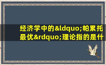 经济学中的“帕累托最优”理论指的是什么情况