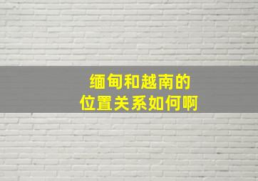 缅甸和越南的位置关系如何啊