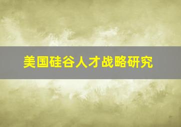 美国硅谷人才战略研究