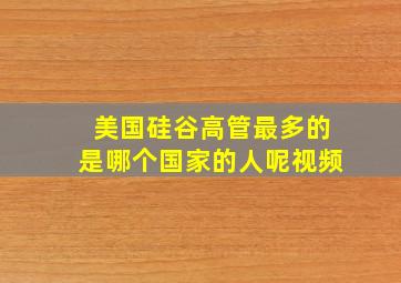 美国硅谷高管最多的是哪个国家的人呢视频