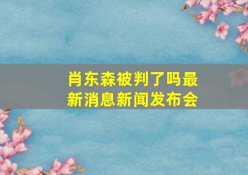 肖东森被判了吗最新消息新闻发布会