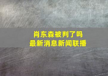 肖东森被判了吗最新消息新闻联播