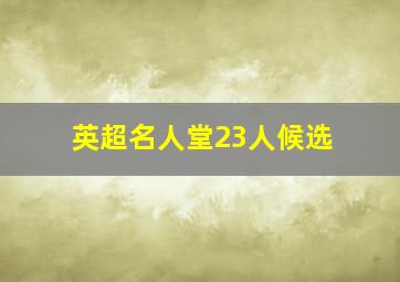 英超名人堂23人候选