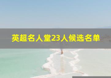 英超名人堂23人候选名单