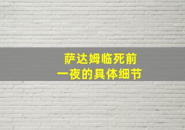 萨达姆临死前一夜的具体细节