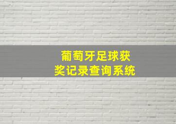 葡萄牙足球获奖记录查询系统