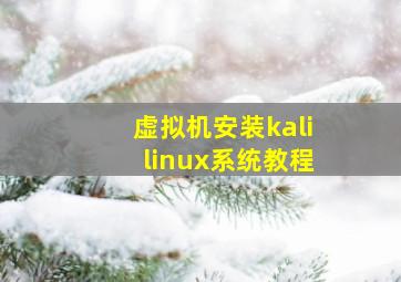 虚拟机安装kalilinux系统教程