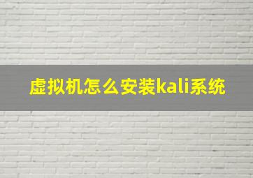 虚拟机怎么安装kali系统