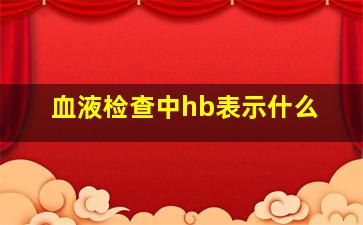 血液检查中hb表示什么