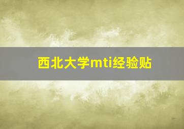 西北大学mti经验贴