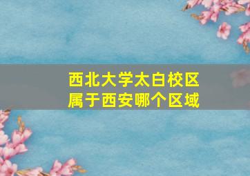 西北大学太白校区属于西安哪个区域