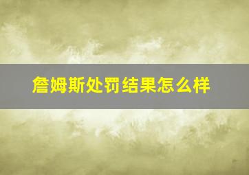 詹姆斯处罚结果怎么样