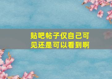 贴吧帖子仅自己可见还是可以看到啊