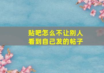 贴吧怎么不让别人看到自己发的帖子