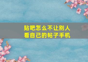 贴吧怎么不让别人看自己的帖子手机