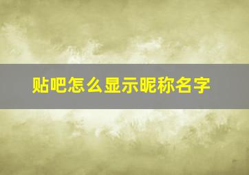 贴吧怎么显示昵称名字