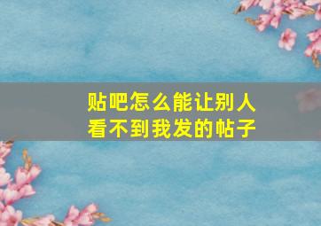 贴吧怎么能让别人看不到我发的帖子