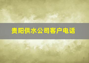 贵阳供水公司客户电话