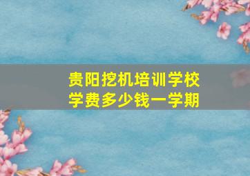 贵阳挖机培训学校学费多少钱一学期