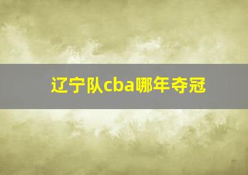 辽宁队cba哪年夺冠