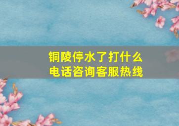 铜陵停水了打什么电话咨询客服热线