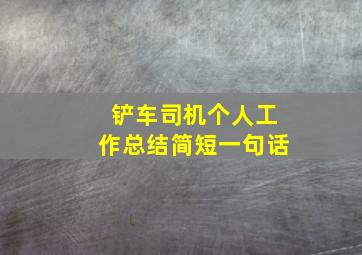 铲车司机个人工作总结简短一句话