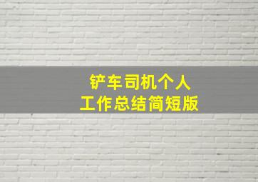 铲车司机个人工作总结简短版