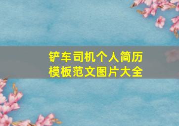 铲车司机个人简历模板范文图片大全