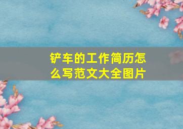 铲车的工作简历怎么写范文大全图片