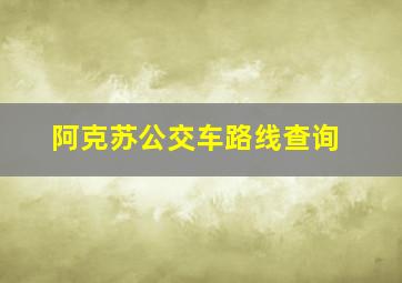 阿克苏公交车路线查询