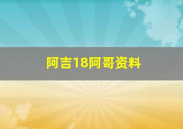 阿吉18阿哥资料