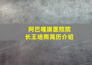 阿巴嘎旗医院院长王培雨简历介绍