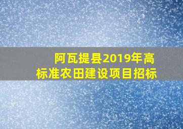 阿瓦提县2019年高标准农田建设项目招标