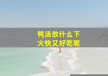 鸭汤放什么下火快又好吃呢