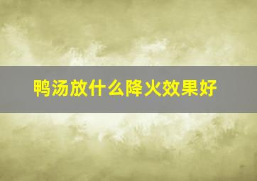 鸭汤放什么降火效果好