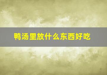 鸭汤里放什么东西好吃