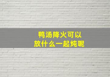 鸭汤降火可以放什么一起炖呢