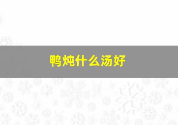 鸭炖什么汤好