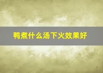 鸭煮什么汤下火效果好