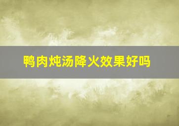 鸭肉炖汤降火效果好吗