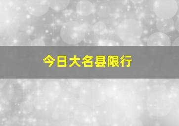 今日大名县限行