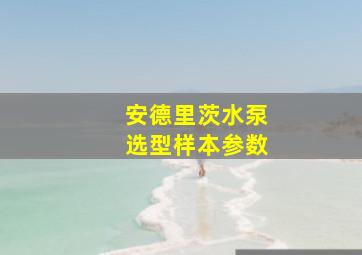 安德里茨水泵选型样本参数