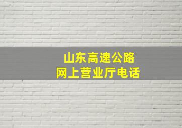 山东高速公路网上营业厅电话